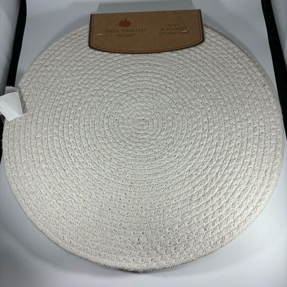 Set Of‎ 4 Well Dressed Home 15" Round Placemats Harvest Fall Halloween Gold Trim - Picture 3 of 4